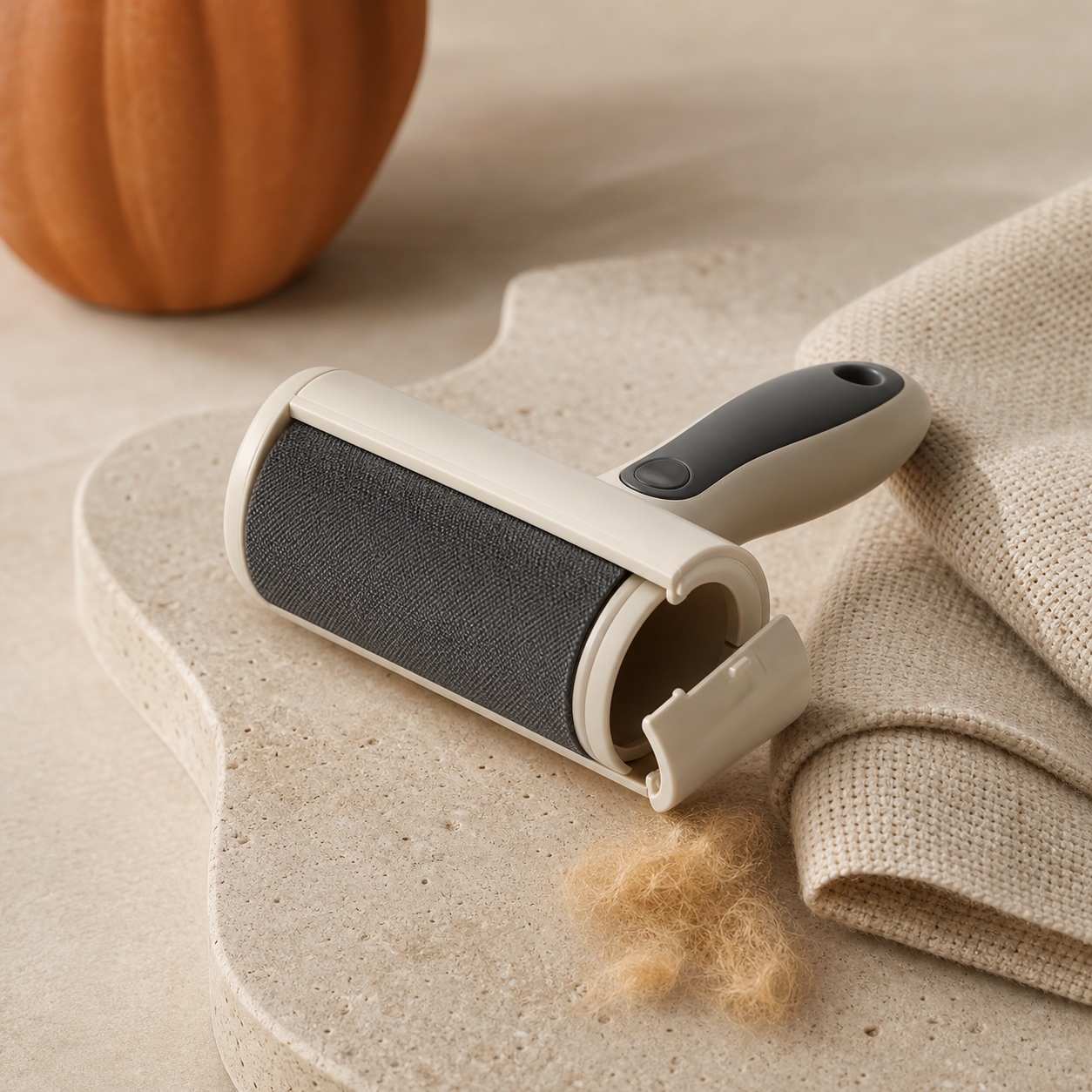 Defurro reusable pet-hair roller product visualization with chamber open